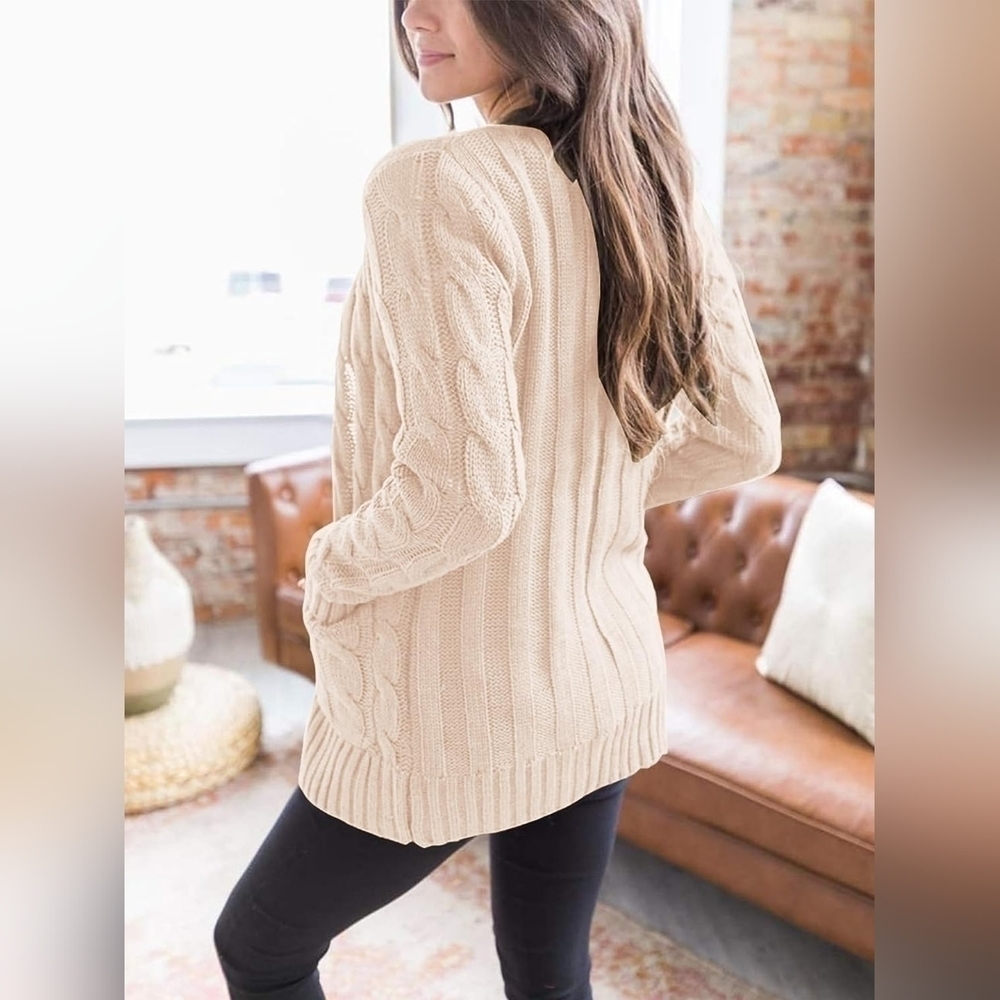 PRETTYGARDEN Open Front Cardigan Sweater Button CableKnit NWT Size S - Picture 6 of 6